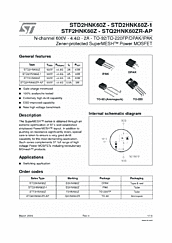 DataSheet STD2HNK60Z pdf